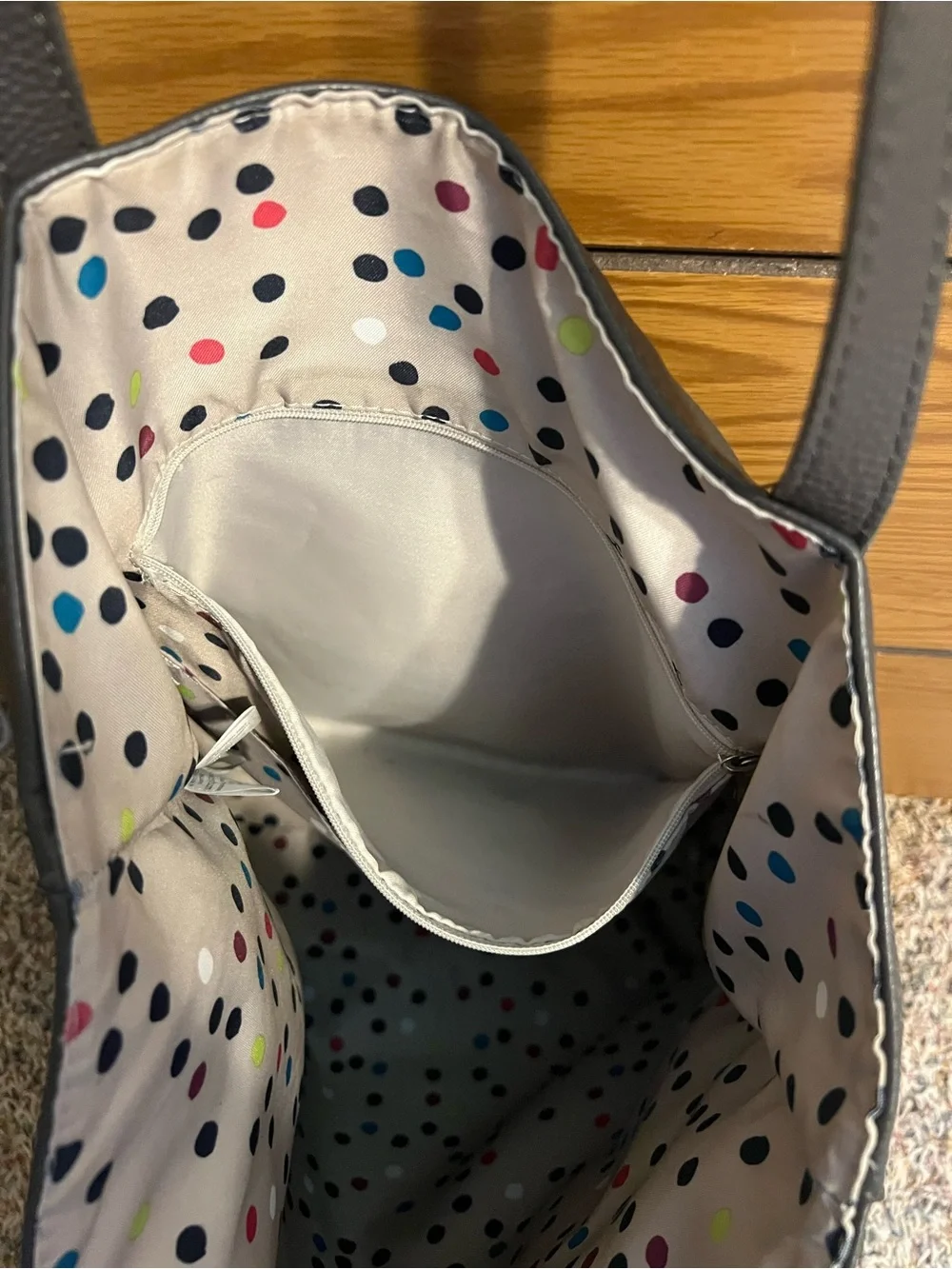 thirty-one Black Tote with Colorful Polka-Dot Trim